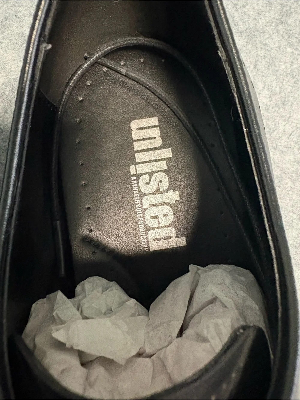 Kenneth Cole Lesson Plan Mens Sz 9.5 Black Leather Cap-Toe Derby Dress Shoes